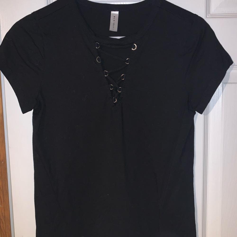 Black lace front tshirt